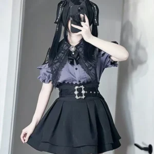 Kawaii Damenblusen Jirai Kei Lolita Y2k Niedliche Japanische Stilbluse Elegante Kurzarm Süße Oberteile Lässiges Ästhetisches Hemd 2026