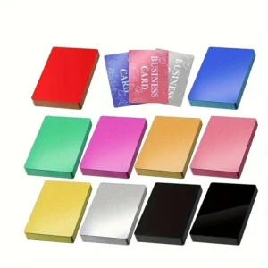 50 Teile/satz Tragbare Metall Visitenkarte Farbige Finish Aluminium Blank Laser Gravur Karten Spezielle Logo Druck Büro Liefert