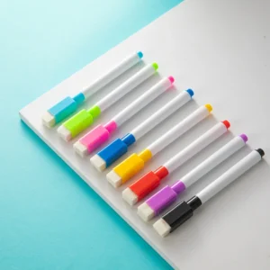 8 Stück/Set Rundspitze 11,3 x 1 cm, kleine Größe, kein magnetisches Whiteboard, trocken abwischbare Marker, 8 Farben * 1 Stück Magnetstift