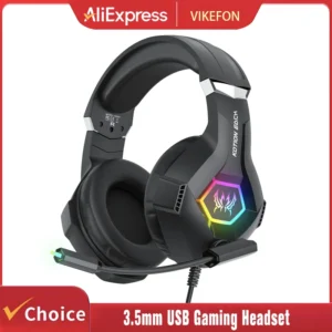 Gaming-Headset mit Mikrofon, dynamischer RGB-Beleuchtung/Inline-Steuerung für PC, PS4, PS5, Gaming-Kopfhörer, 3,5-mm-USB-Kopfhörer für Laptop und Computer
