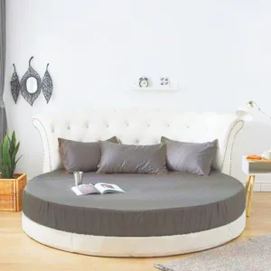 100% Cotton Round Bed Sheet Set Elastic Band Soft Skin Friendly Fitted Sheets Set Elastic Band Bedsheet 3/1 Pcs Mattress Cover