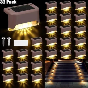 4–32 Stück LED-Solar-Stufenlampe für den Außenbereich, Weg, Treppe, Gartenbeleuchtung, IP65, wasserdicht, Balkonlicht, Dekoration für Terrassenzaunlicht