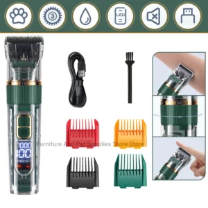 Katzen- und Hundehaarschneider Elektrischer Professioneller Tierhaarschneider Geräuscharmer Haarschneider USB-Aufladbar Tierpflege-Schermaschinen-Set