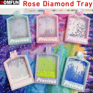HOMFUN 3D Diamantmalerei Rosen-Aufbewahrungstablett, Schönes Funktionales Aufbewahrungs- und Sortiertablett für 5D-Stickerei-Zubehör