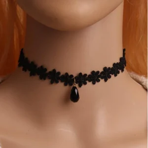 Mode Samt Choker Halskette für Frauen Vintage sexy Spitze Halskette mit Anhängern Gothic Mädchen Hals Schmuck Accessoires