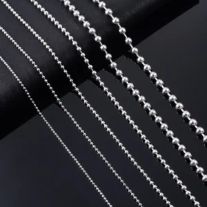 Round Bead Chain on the Neck Rolo Ball Necklace Stainless Steel Jewelry Accessories for Women Men Waterproof Choker Silver Color