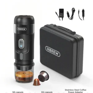 HiBREW Tragbare Kaffeemaschine für Auto und Zuhause, DC12V Espresso-Kaffeemaschine, passend für Nespresso Dolce Pod Kapsel-Kaffeepulver H4A NEU