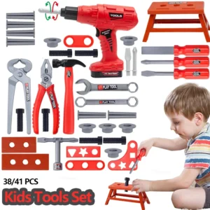 38/42 PCS Pretend Tools Kit Kids Play Repair Tool Set Plastic Construction Toys with Screwdrivers for Toddler Boys Girls Child