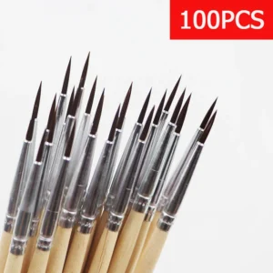 100 Stück Hakenschnur-Stift 000 # Dünne Linie Malpinsel Langes Haar Holz Öl Aquarellpinsel Künstlerbedarf Großhandel mit Malstift