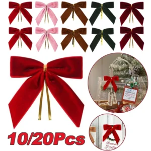 10/20 Stück Samtschleifen für Weihnachtsbaumdekoration, Kranz, Girlande, Samtschleife mit gedrehter Krawatte, Weihnachtssamtschleifen, Weihnachtsfeiertage
