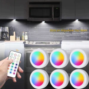 RGB-LED-Unterschrankleuchten mit Fernbedienung, batteriebetrieben, kabellos, dimmbar, Nachtlampe, LED-Leuchten für Zuhause, Garderobenlicht