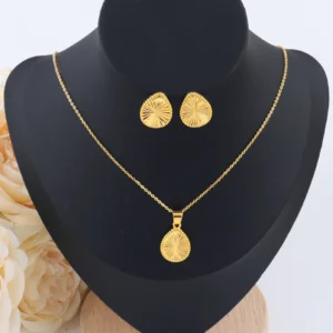Vintage-Halsketten für Damen, goldfarben, Edelstahl-Anhänger, ovale Halskette, Ohrringe, ästhetischer Hochzeitsschmuck, Sommer-Schmuck, Geschenk für beste Freundinnen