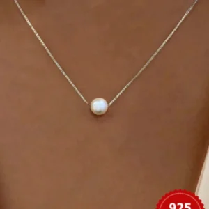 925 Sterling Silber Mode Luxus Weiß 6 MM 8 MM 10 MM Perlmutt Anhänger Halskette für Frauen Hochzeit schmuck Zubehör