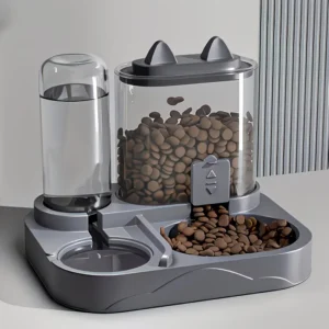 2-in-1 Large Pet Feeder & Water Dispenser, Dry Wet Separation, Durable Plastic, Transparent, No Battery, For Cats Dogs Travel