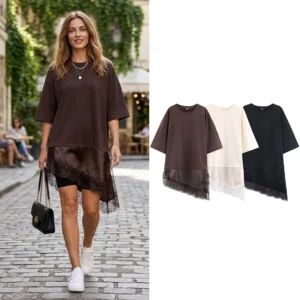 Willshela Frauen Fashion Solid Spitze Patchwork Asymmetrische Hemd Vintage Oansatz Halbarm Weibliche Chic Dame Bluse