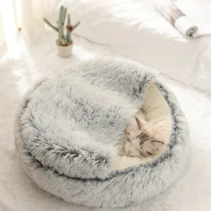 soft plush pet bed and pet bed Winter warm and cold plush comforter nest Shell cat nest semi-enclosed cat nest