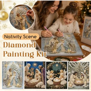 Nativity Diamond Painting Kit 5D DIY Jesus Pearl Art Set with Frame Religious Christian Christmas Wall Decor for Home Hanging