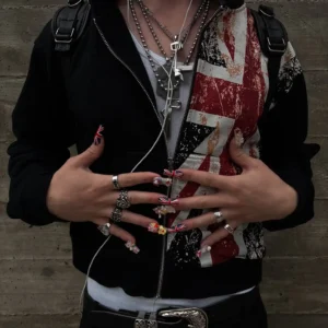 Britische Flagge bedruckte Strickjacke mit Kapuze, modisches einfarbiges, übergroßes Sweatshirt Y2K Harajuku Hip Hop Gothic Freizeitkleidung
