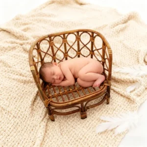 1 Stück Baby-Rattanbank, Rattankorb, Neugeborenen-Fotografie-Requisiten, Essentielles Säuglings-Posier-Zubehör für Studioaufnahmen