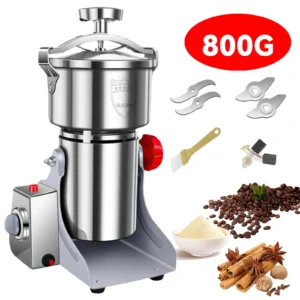 3500W Getreidemühle, Edelstahl Hochgeschwindigkeits-Elektromühle für Getreide, Nüsse, Gewürze & Kaffee, 800g Kapazität Getreidezerkleinerer, 220V