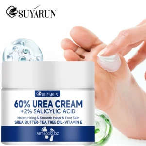 SUYARUN 60 % Harnstoff-Fußcreme für rissige Fersen und trockene Haut – intensive feuchtigkeitsspendende Behandlung, Hornhautentferner, diabetische Fußpflege.