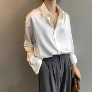 Frau Frühling Herbst Stil Blusen Shirts Dame Casual Lange Hülse Drehen-unten Kragen Blusas Tops DF4849