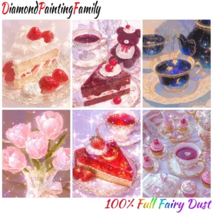 Diamond Painting Family Full Fairy Dust Crystal Resin Diamond Dot Arts Table Foods AB Drill Embroidery Set Mosaic Painting Kits