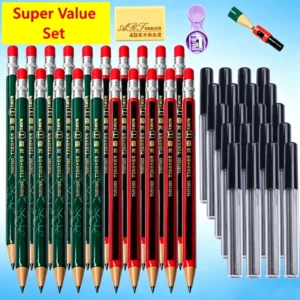 1-42-teiliges Druckbleistift-Set 2B 2,0 mm, automatische Schülerbleistifte mit Anspitzer, farbige Bleistiftminen, Schulstifte, niedliches Schreibwaren-Set