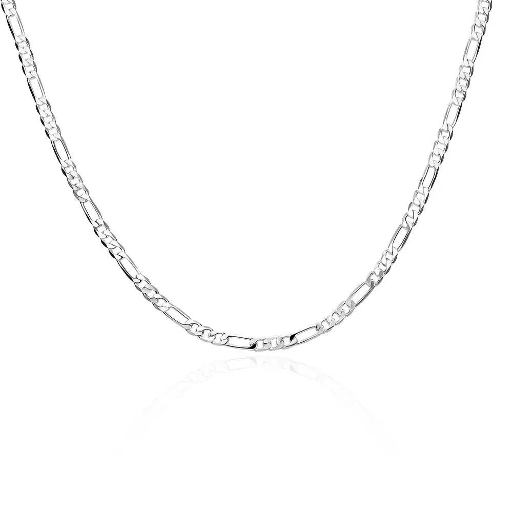 40-75 Cm 925 Silber 4 Mm Figaro Kette Halskette Für Damen Herren Lange Halskette Hip Hop Schmuck Geschenk 40-75 Cm 925 Silber 4 Mm Figaro Kette Halskette Für Damen Herren Lange Halskette Hip Hop Schmuck Geschenk – Bild 5