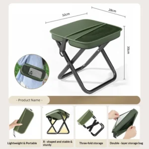 Foldable Backpack Stool, Folding Mini Outdoor Camping Stool, Foldable Lightweight Hunting Seat with Zippered Carrying Bag 1Pcs