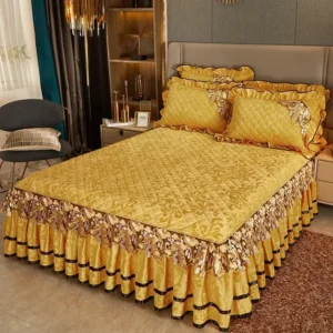 Plüsch Winter warme Tages decke auf dem Bett verdickte Bett Rock-Stil Stickerei Baumwolle Quilt Bettwäsche Kissen bezüge