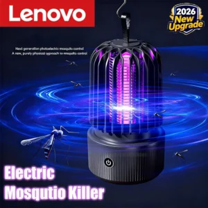 Lenovo Moskito-Killer-Lampe, blaues UV-Licht, zieht Elektroschock an, 2-in-1-Insektenvernichter, 1200 mAh, wiederaufladbar, für Terrasse, Reisen, neu