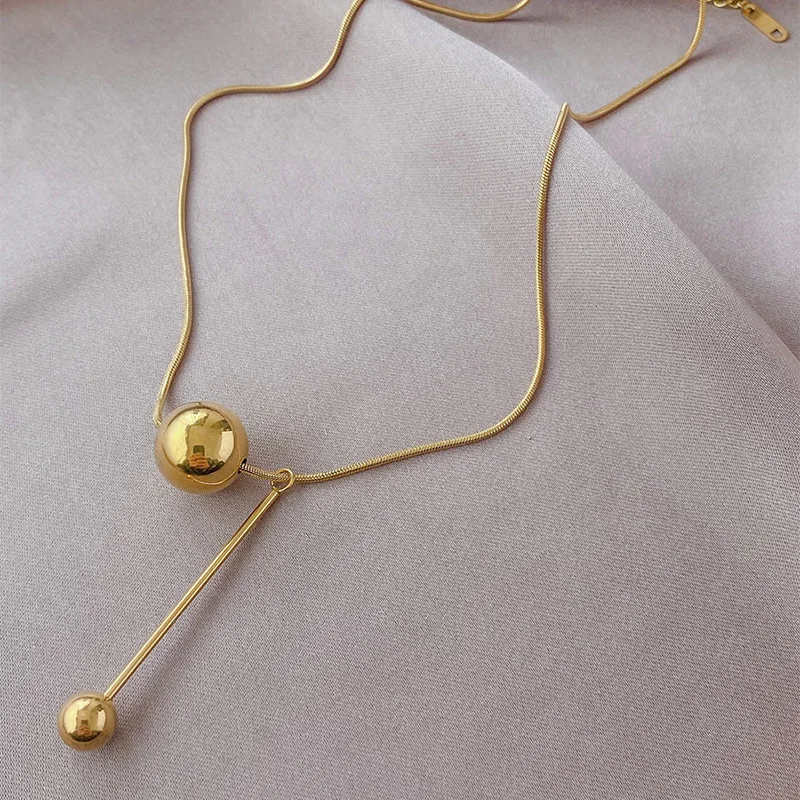 316L Edelstahl Gold Farbe Runde Kugel Perlen Anhänger Halskette Für Frauen Lichtecht Halsband Schmuck Mädchen Geschenke Party 316L Edelstahl Gold Farbe Runde Kugel Perlen Anhänger Halskette Für Frauen Lichtecht Halsband Schmuck Mädchen Geschenke Party – Bild 3