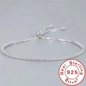 Armband aus 925er-Sterlingsilber, elegantes Zirkon-Tennis-Zirkon-Kristall-Armband für Damen, modisch, schlicht, Verlobung, Hochzeit, Glam