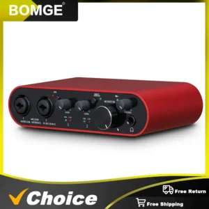 Audio-Interface BOMGE BMG-22S 32-Bit/192kHz Professionelle Soundkarte und Zweikanal-Verstärker für Live-Aufnahmen