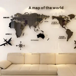 1Pc Weltkarte Wand Aufkleber Acryl Kreative 3D TV hintergrund Tapete Dekoration Hause Wohnzimmer Büro Innen Dekorative