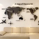 1Pc Weltkarte Wand Aufkleber Acryl Kreative 3D TV hintergrund Tapete Dekoration Hause Wohnzimmer Büro Innen Dekorative