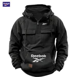 2026 Reebok Logo Multi-Pocket Design Hoodie – Die Top-Wahl für modische Herbst- und Winteroutfits, ein halb-reißverschlussfähiger Kapuzenpullover für Komfort