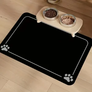 Cat & Dog Feeding Mat for Food and Water Bowl-Pet Mat Absorbent Non-Slip Quick Dry Water Bowl Dispenser Mat for Messy Drinkers