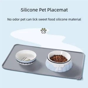 Cat Dog Food Mat For Pet Feeding Bowl Floors Waterproof Non Slip, Silicone Pet Bowl Mat - High-Lipped, Non-Stick, Waterproof Pad