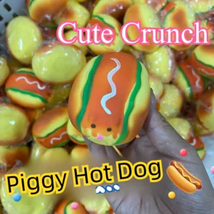 New Hot Sale Crunch Squishy Pig Hot Dog Crunchy Sound Stress Relief Toy Squeeze Ball Round ASMR Anti Stress Toys for Adults