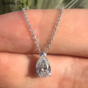 1ct 2ct 3ct 4ct Birnenförmiger Moissanit-Anhänger für Damen, Geschenk, 925er Silberkette, 100% Sterlingsilber, Wassertropfen-Halskette, Schmuck