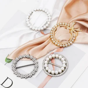 Seide Schal Ring Clip T-Shirt Ecke Rand Krawatte Brosche Frauen Schals Verschluss Taille Schnalle Mode Metall Ring für Shirts Kleidung decor