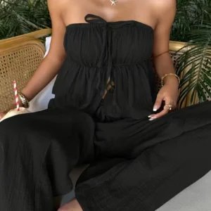 2-teilige Damen-Outfits, neue lässige zweiteilige Damen-Sets mit Schnür-Oberteil und Hose