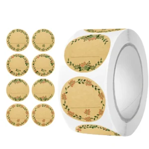 500 Stück 2,5 cm große Kraftpapier-Blumen-Dankeschön-Etikettenaufkleber für Geschenkkarten, Paket, Party, Verpackung, Backen, kleine Unternehmen