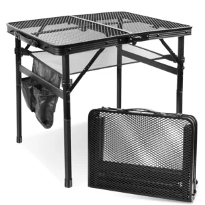 Camping Table with Mesh Desktop, Lightweight & Folding Grill Table, Outdoor Table for Camp, Cooking, BBQ, RV, Picnic 