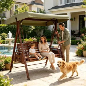 Schaukelüberdachung-Ersatzabdeckung, 75 x 47 Zoll, wasserdichte, UV-beständige Abdeckung, Ersatzüberdachung für Schaukeln im Freien, für Terrasse, Veranda, Garten