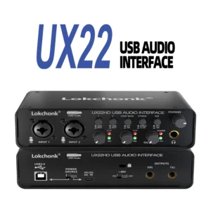 Lokchonk UX22 Audio-Interface, Studioqualität-Aufnahmegerät für Gitarristen, Sänger, Podcast, Musikproduktion