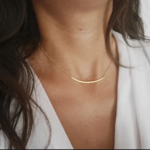 2025, Trend-Halsketten, goldene Halskette, gehämmerter Stab-Anhänger, wasserdicht, hypoallergen, rostfrei, Halsbänder, Halsband-Halskette für Frauen