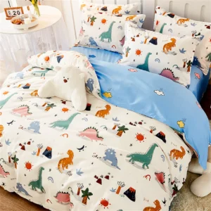 Cute Cartoon Dinosaur Single Duvet Cover Set for Kids, Bedding Set with Zipper, Microfiber Duvet Cover Set and Pillowcases 75*50
